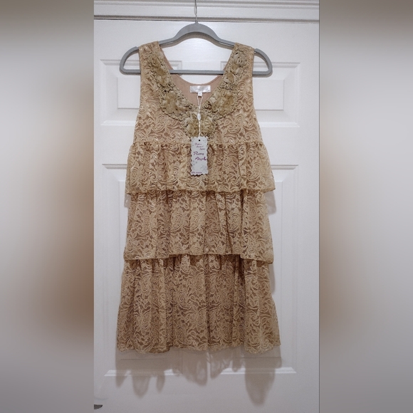 NWT Pretty Angel Lace Tiered Lined Boho Dress Size XL Shift - Picture 1 of 7